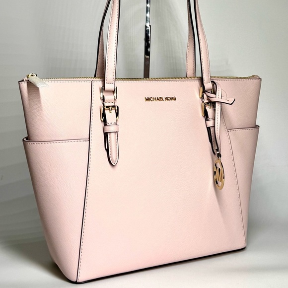 Michael Kors Charlotte Large Leather Top-Zip Tote Bag - Powder Blush - Picture 3 of 10